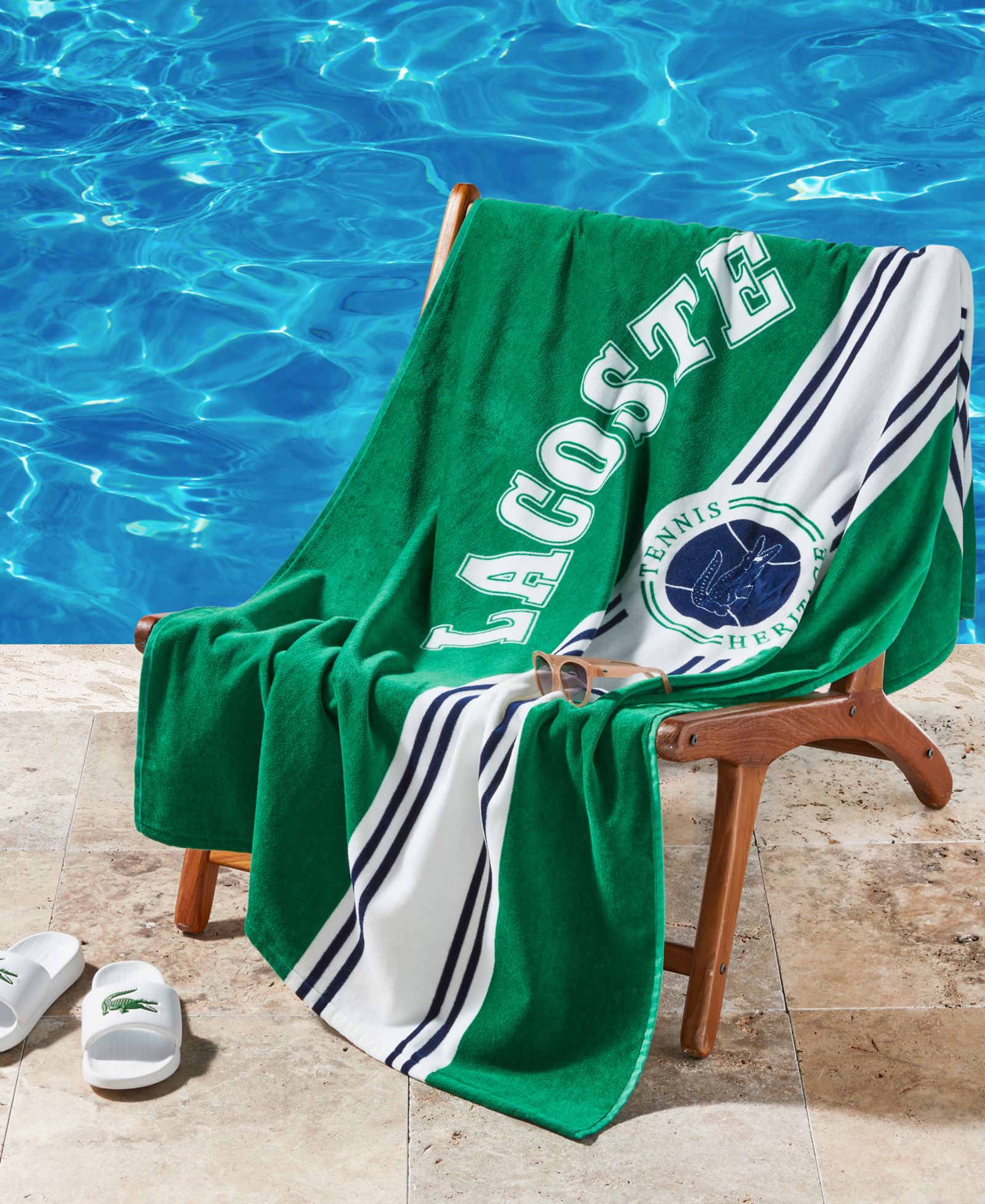Lacoste Single Badge Cotton Beach Towel, 36" x 72"
