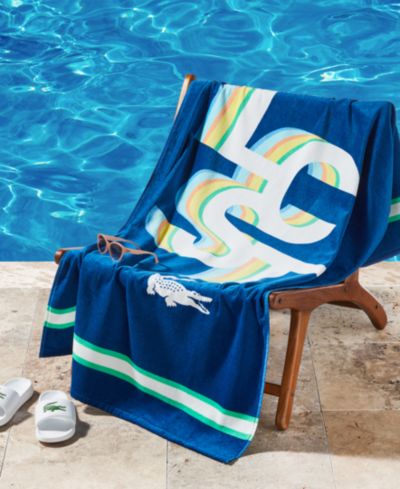 Lacoste Lcst Playful Letters Cotton Beach Towel, 36" x 72"