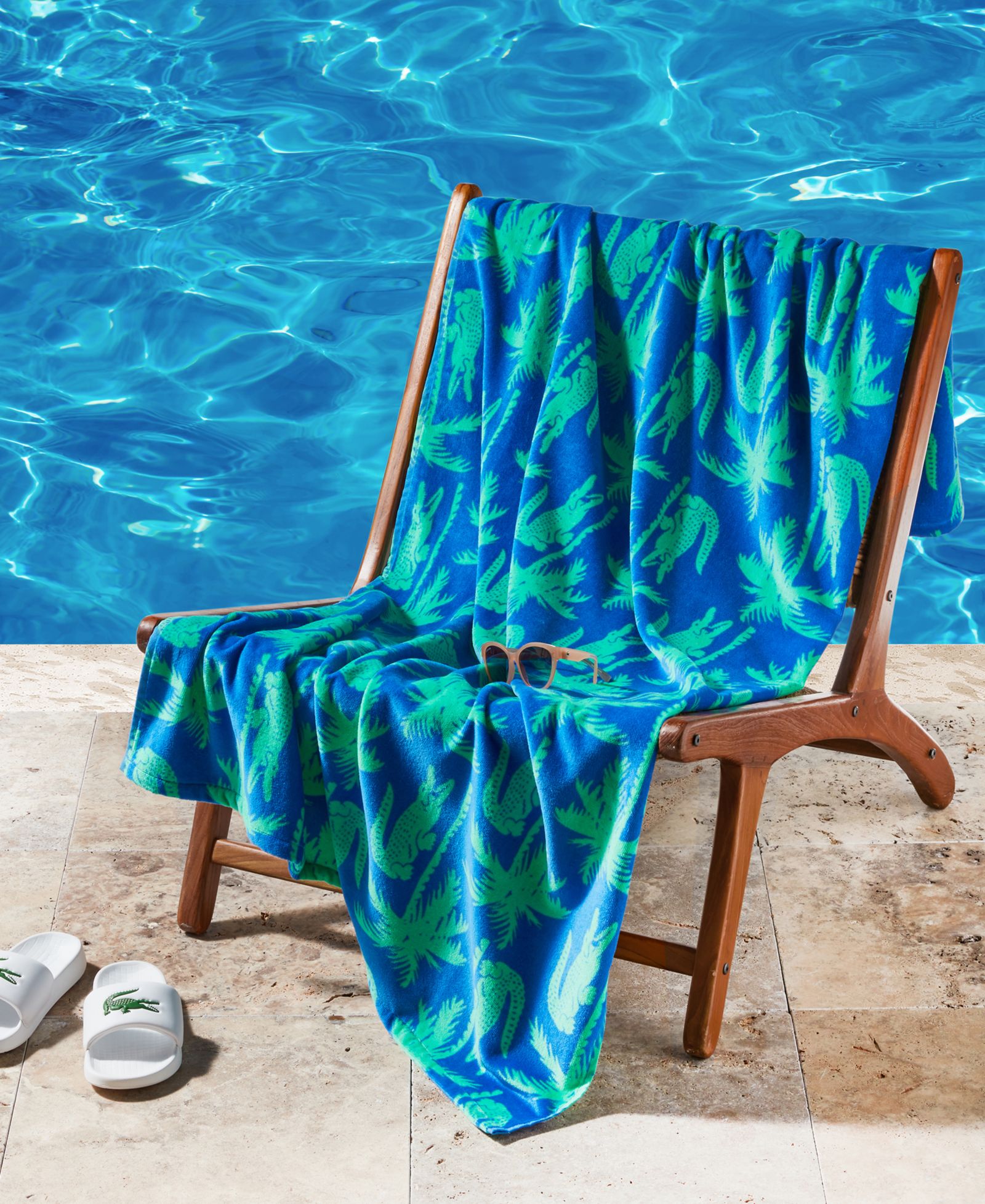 Lacoste All-Over Crocodile Palm Print Cotton Beach Towel, 36" x 72"