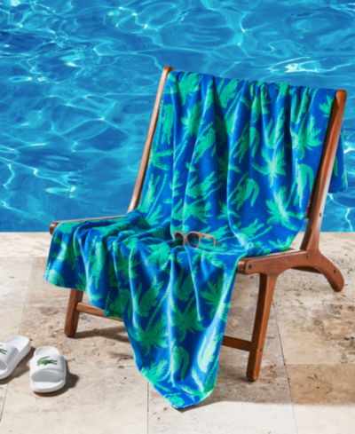 Lacoste полотенце пляжное, хлопок, принт с крокодилом, 36" x 72"