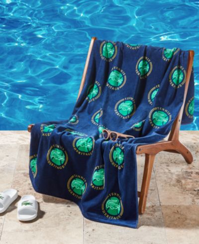 Пляжное полотенце Lacoste All-Over Badges Cotton, 36" x 72"