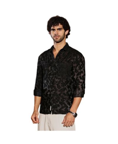 Campus Sutra Men's Charcoal Grey Nimbus Dark-Tone Shirt