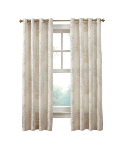 Штора Habitat Lana Light Filtering с люверсами, узор leaf branches, цвет ivory