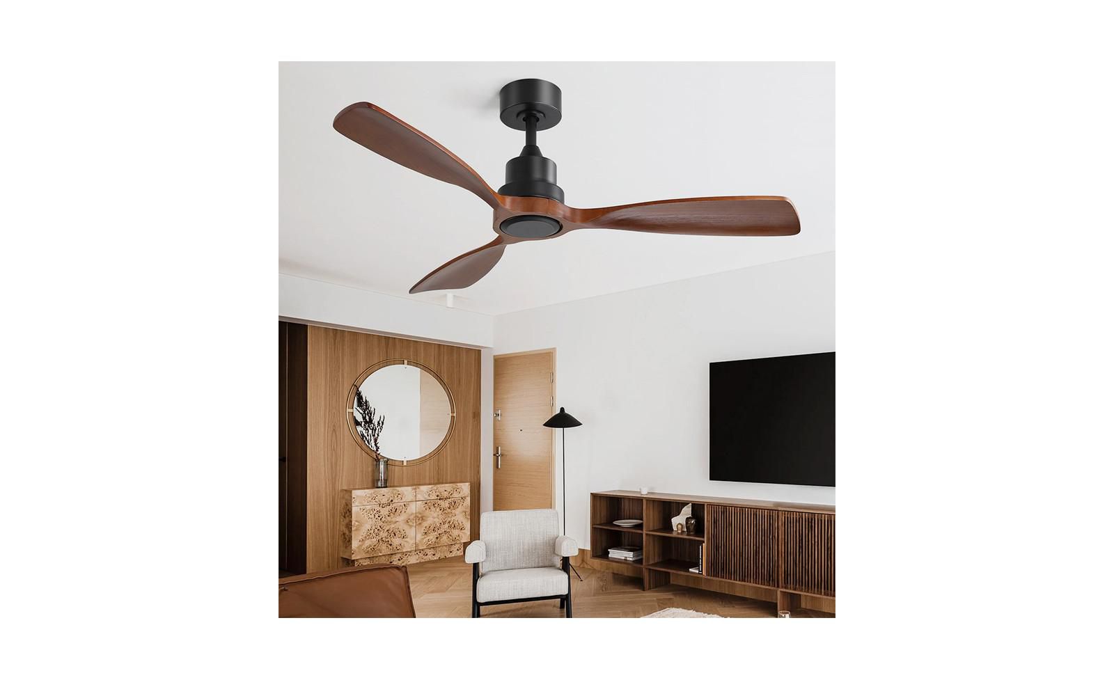 Sofucor 48-inch Modern Black 3-Blade Flush Mount Ceiling Fans Supports Remote Control 6-Speed Arbitrary Adjustment and Timing Function