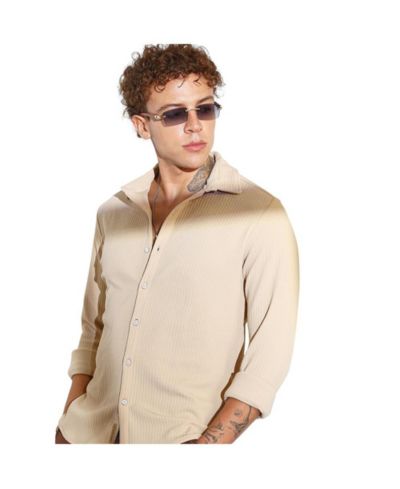 Мужская рубашка Campus Sutra Butter Yellow Stripe-Creased