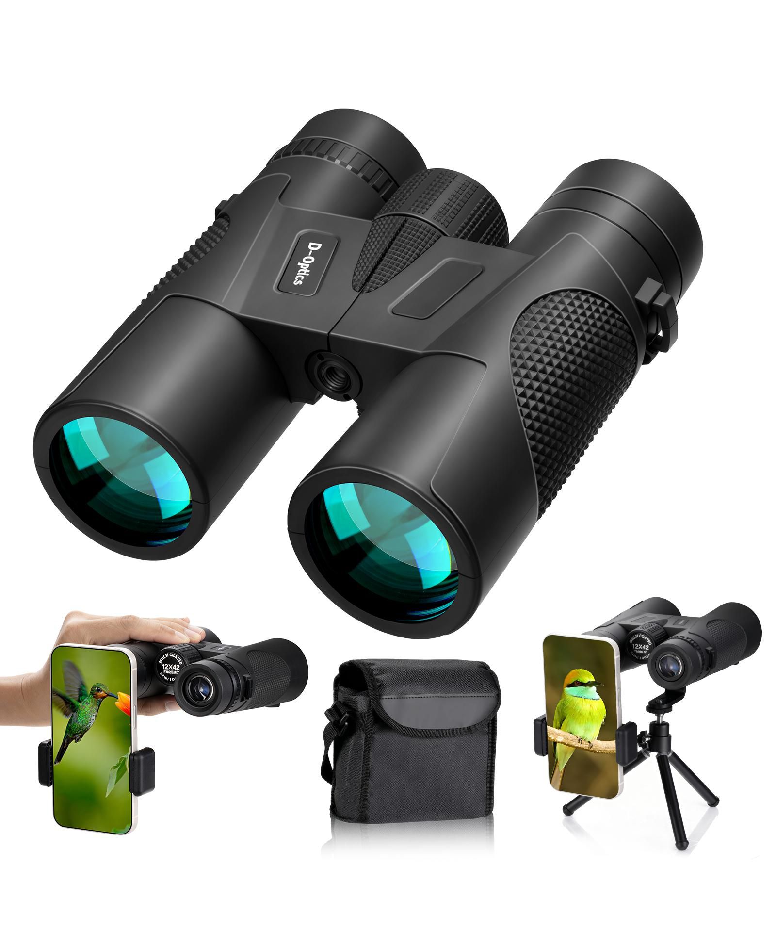 Бинокль SUGIFT 12x42 HD Waterproof с адаптером для телефона, штативом и призмой BAK4