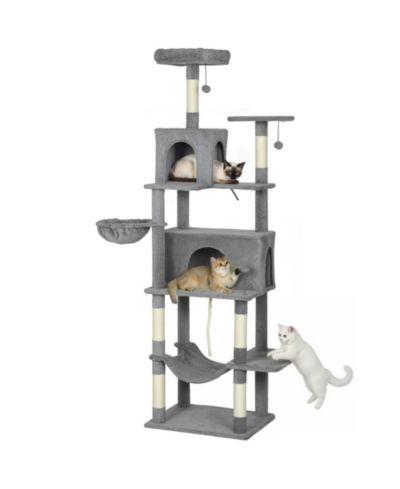Кошачий игровой комплекс PawHut Multi-Level Cat Tree с 2 домиками 80" Tall