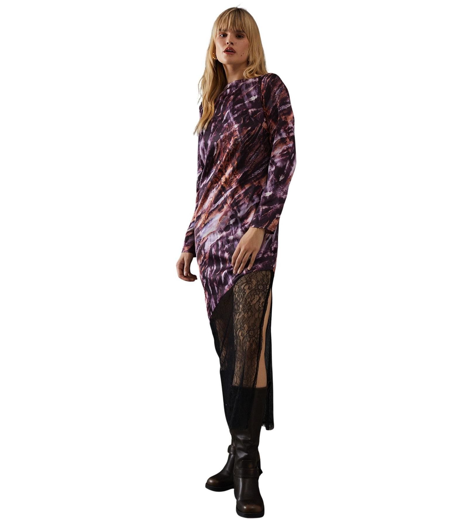 Warehouse Women's Column Lace Panel Midi Dress