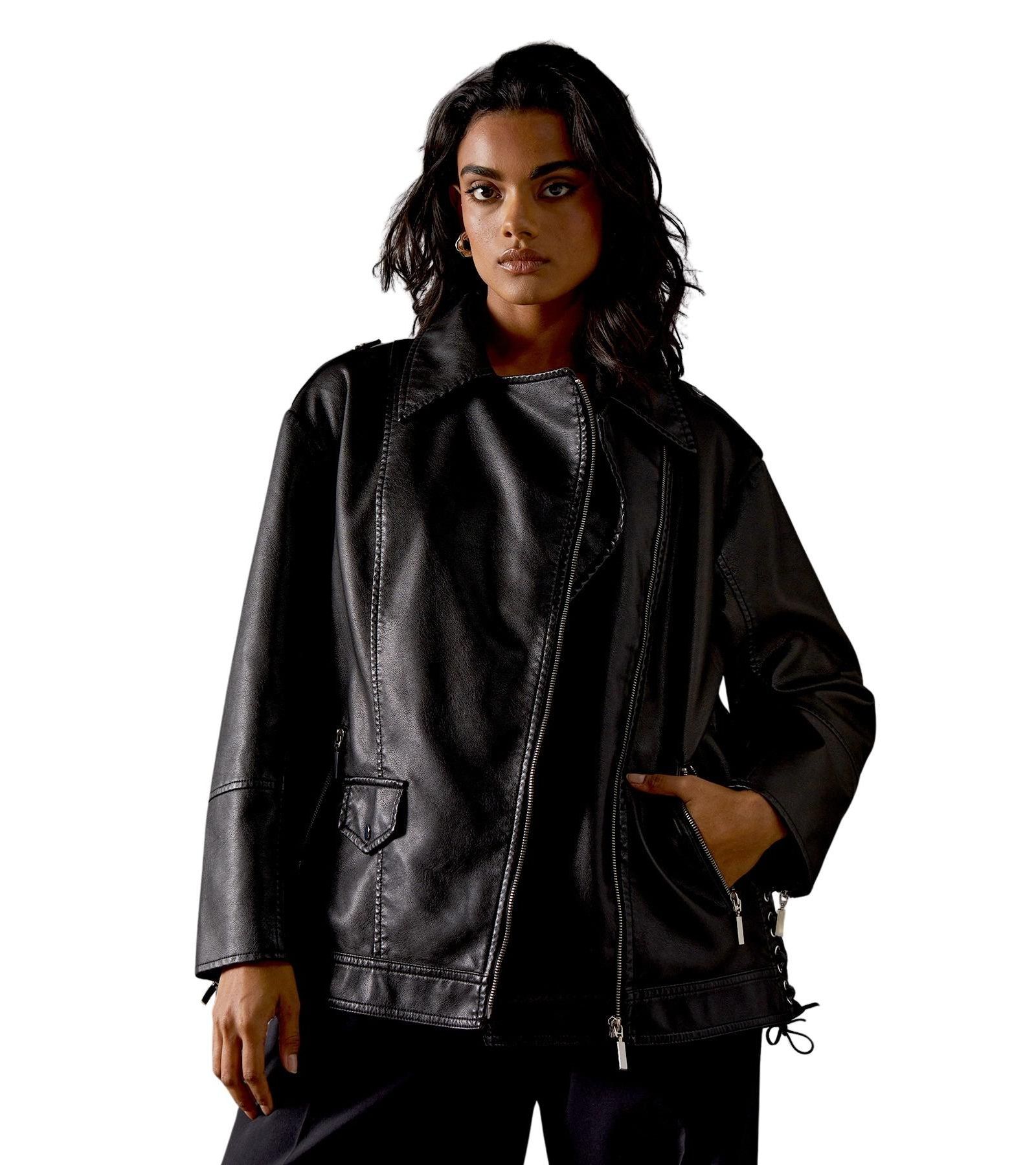 Кожаная куртка Warehouse Oversized с эффектом шва, Женская