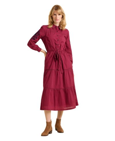 Brakeburn Women's Embers Long Sleeve Tie Waist Midi Dress