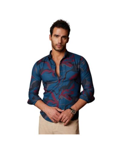 Campus Sutra Men's Midnight Blue Impressia Regular Shirt