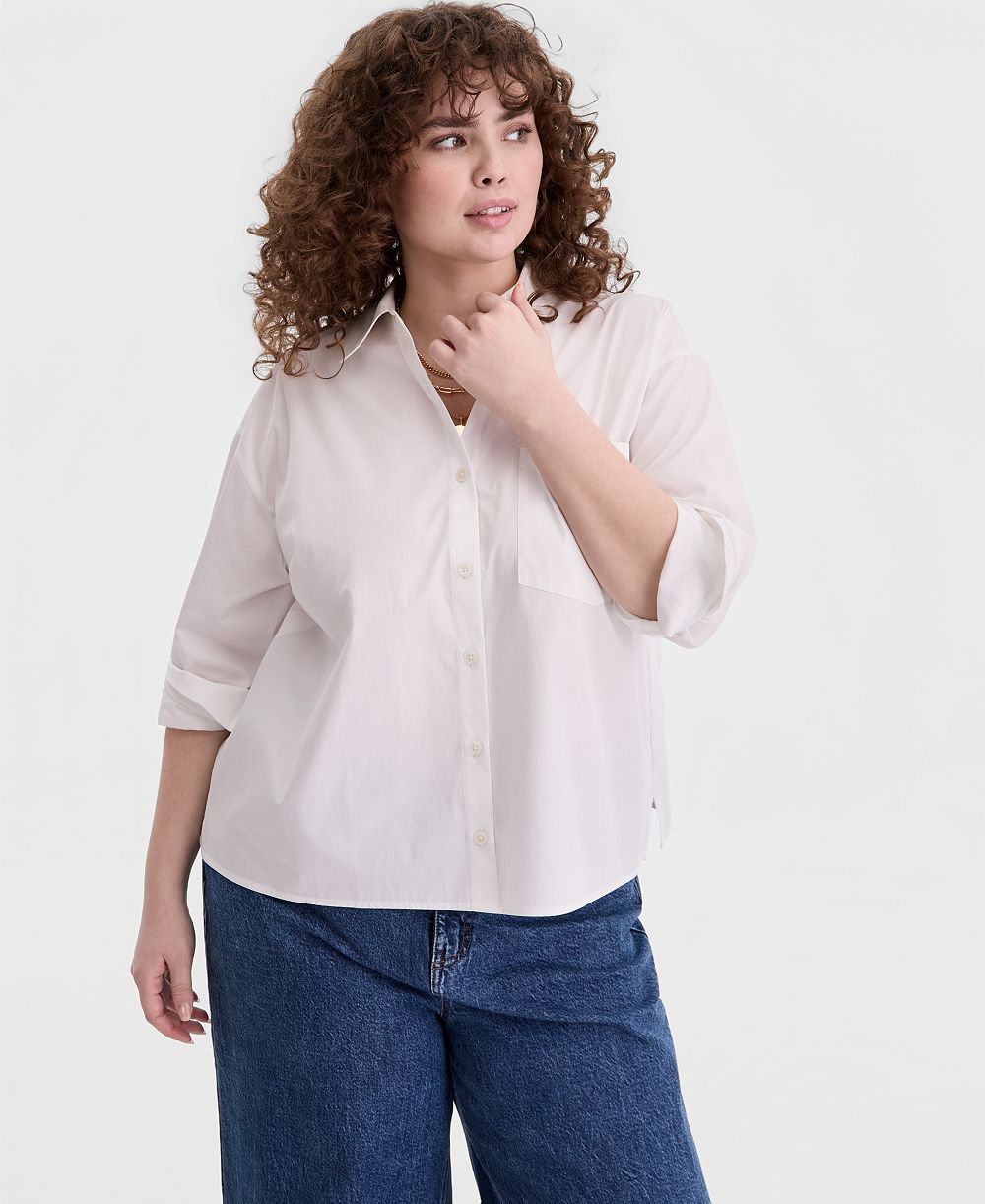 On 34th модная рубашка Plus Size с пуговицами