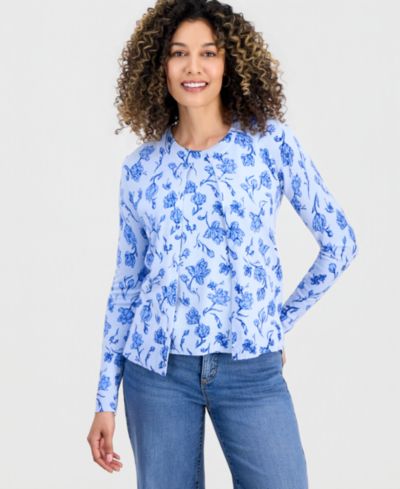 Style & Co Petite Poetic Floral Button-Up Cardigan Sweater, Macy's Exclusive