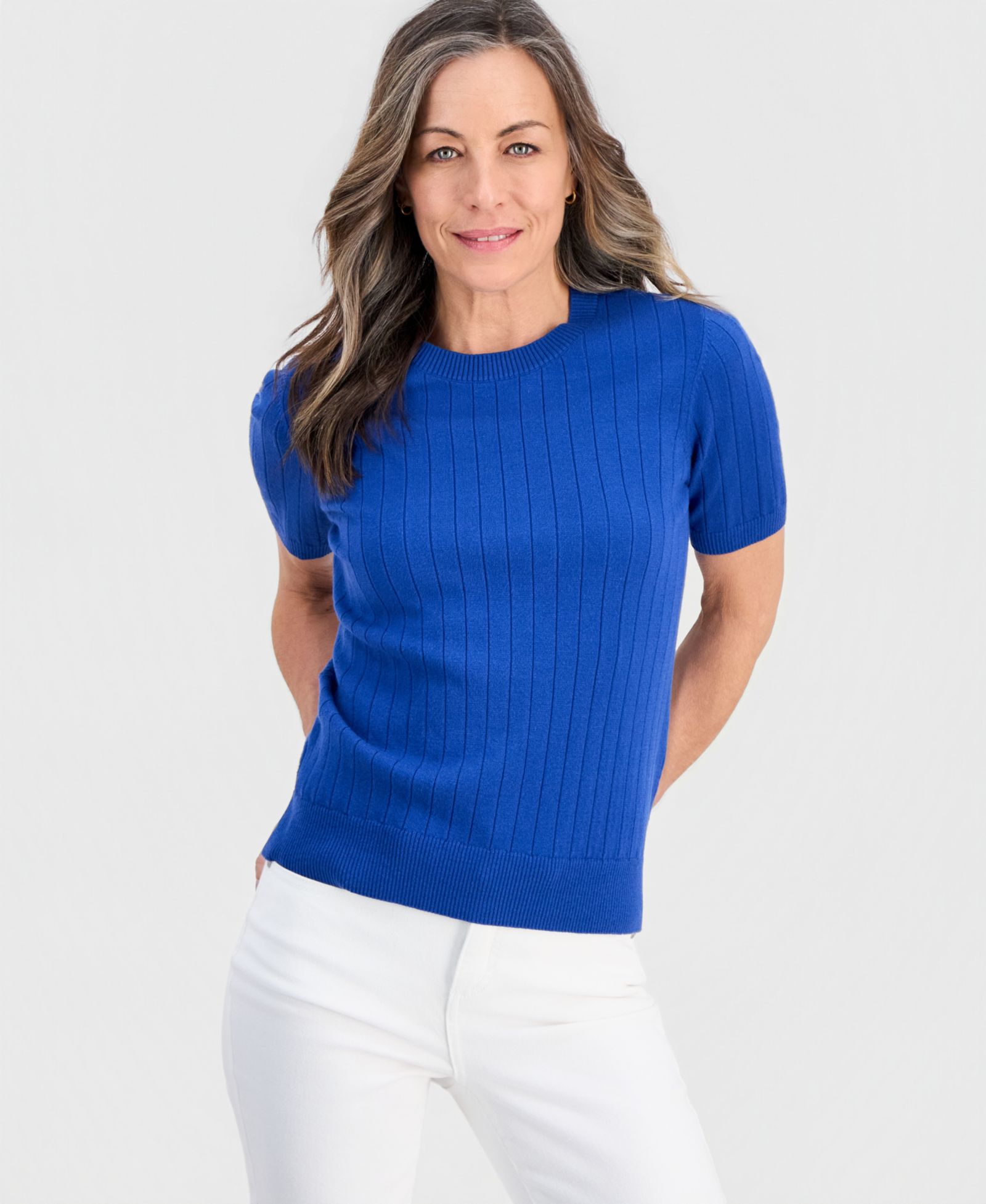Женский джемпер Style & Co Petite Fine Gauge Rib Crewneck