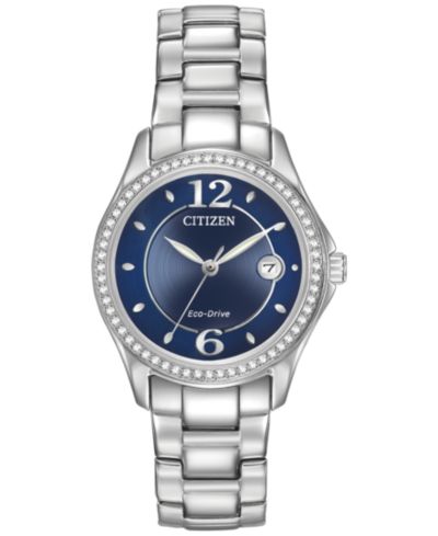 Женские часы Citizen Eco-Drive Crystal-Accented Stainless Steel Bracelet Watch 29mm FE1140-86L