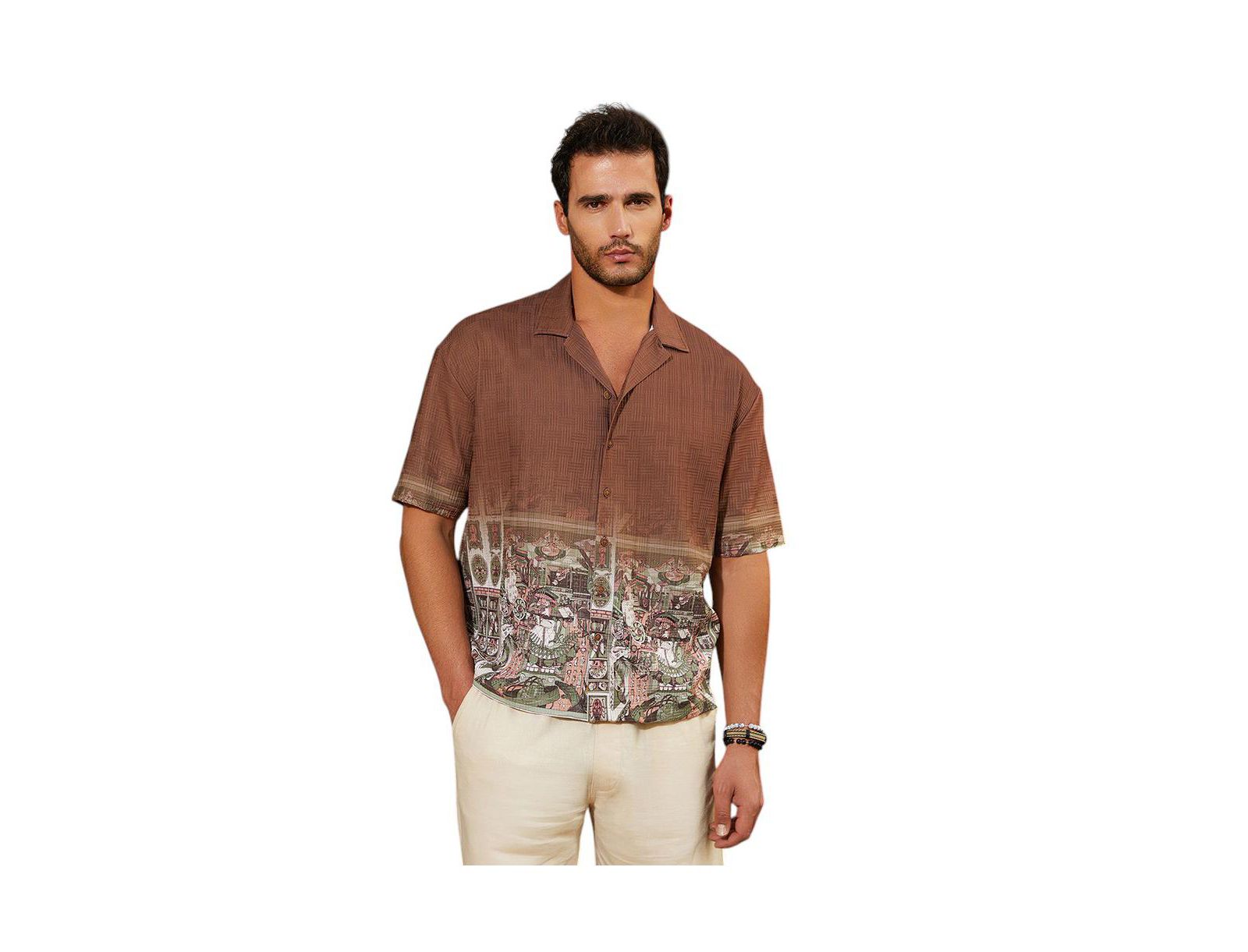Мужская рубашка Campus Sutra Ash Brown Oversized