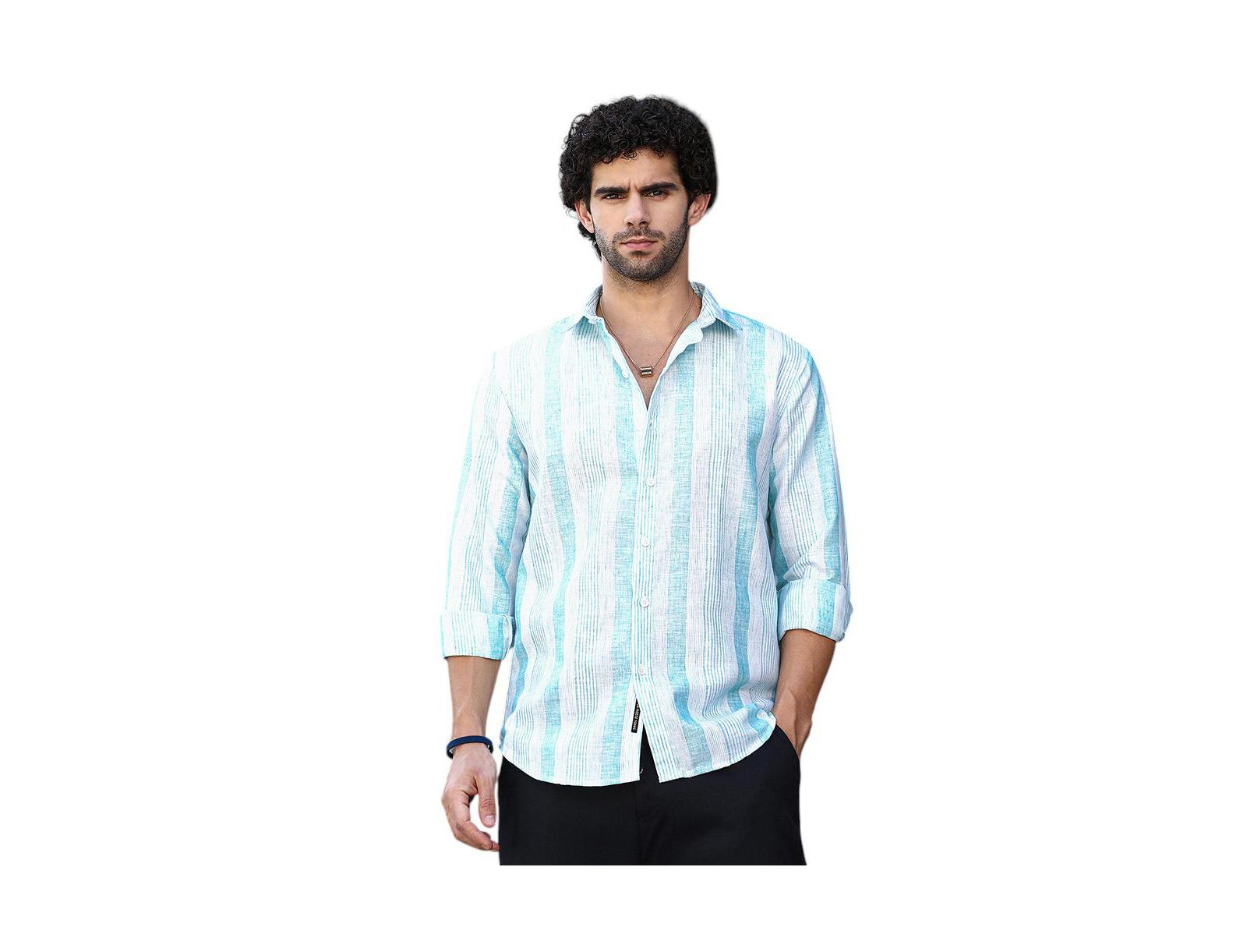 Мужская рубашка Campus Sutra Sky Blue Pincandy-Striped Regular