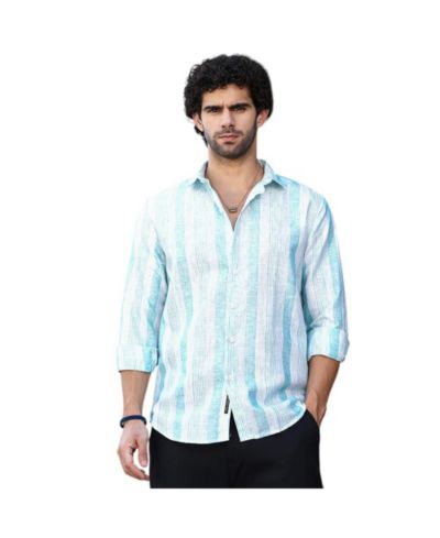 Campus Sutra Men's Sky Blue Pincandy-Striped Regular Shirt
