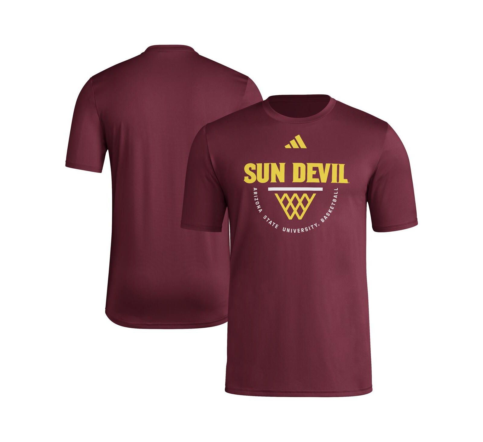 Adidas Men's Maroon Arizona State Sun Devils Basketball Practice Net Arch Pregame T-Shirt