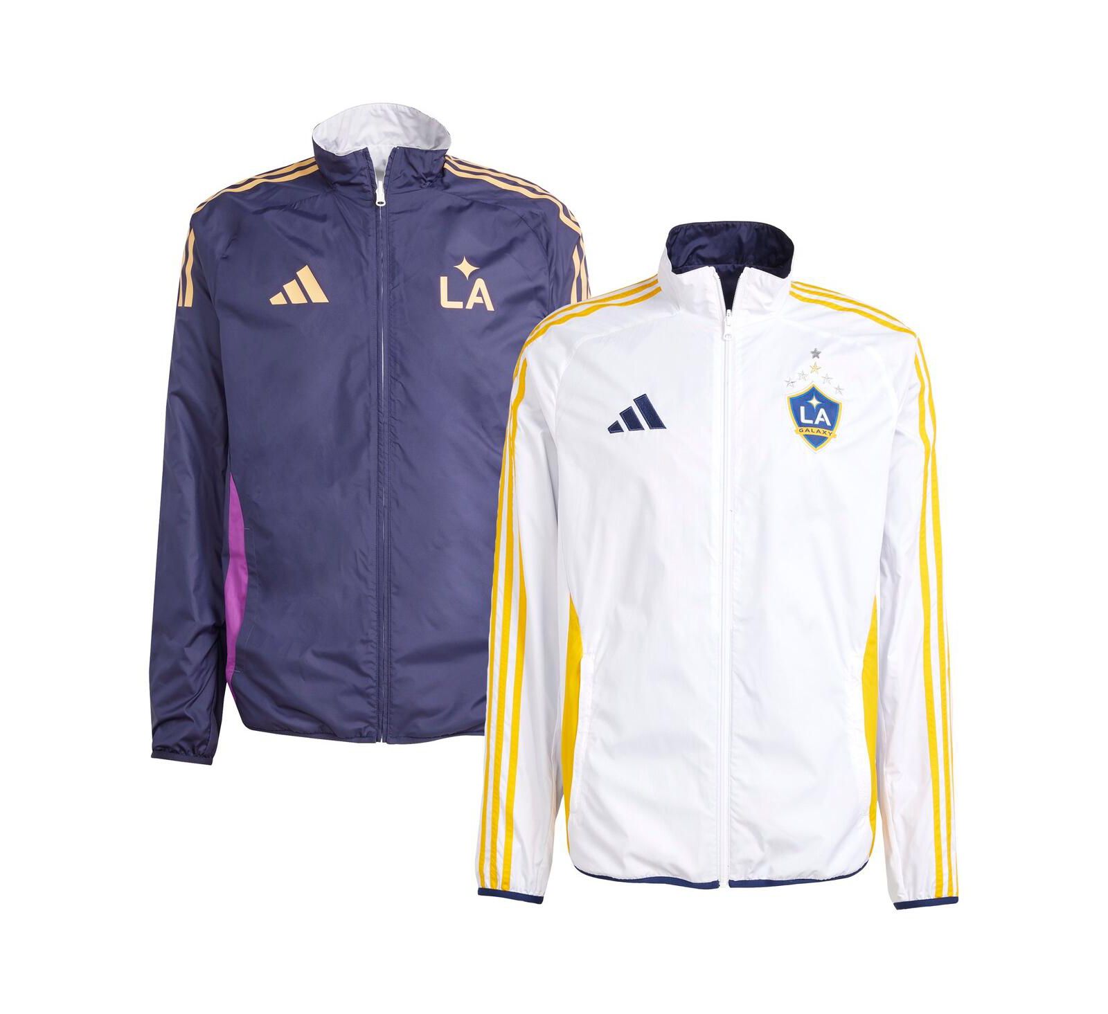 Adidas Men's White/Navy LA Galaxy 2025 Anthem Reversible Full-Zip Jacket
