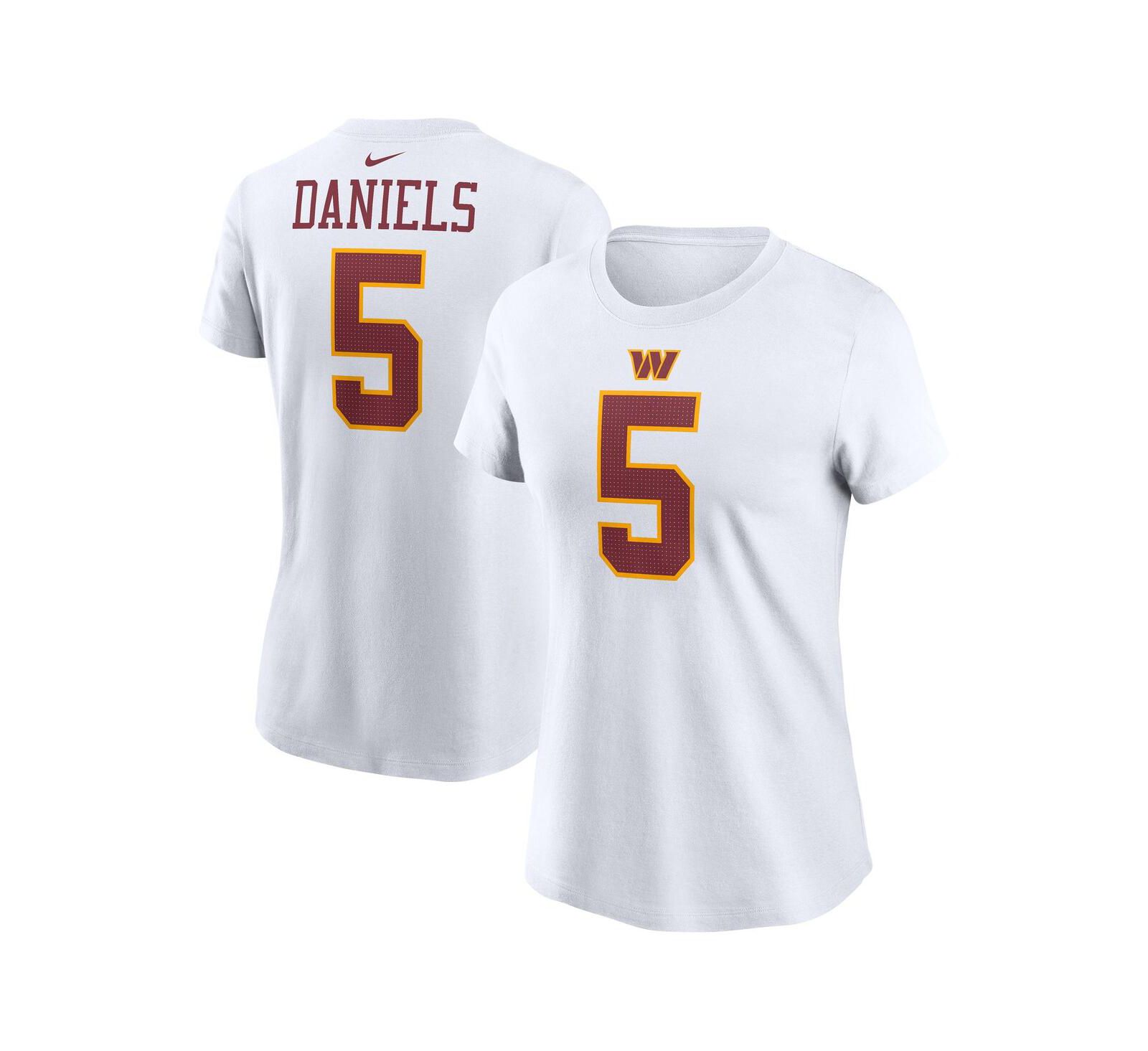 Nike Women's Jayden Daniels White Washington Commanders Super Bowl Era Name & Number T-Shirt