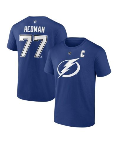 Fanatics Men's Victor Hedman Blue Tampa Bay Lightning Authentic Stack Name & Number T-Shirt