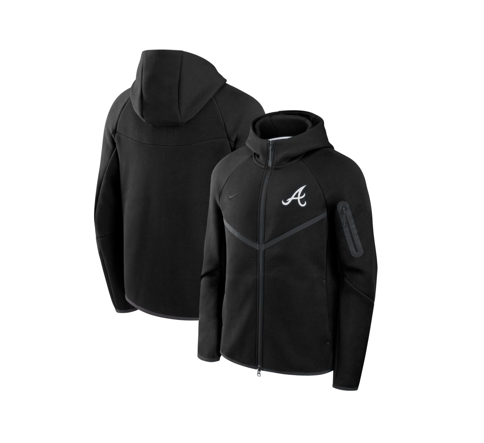 Nike Men's Black Atlanta Braves Tech Fleece Windrunner Full-Zip Hoodie Jacket