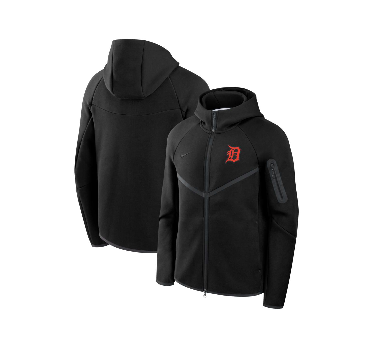 Nike Men's Black Detroit Tigers Tech Fleece Windrunner Full-Zip Hoodie Jacket