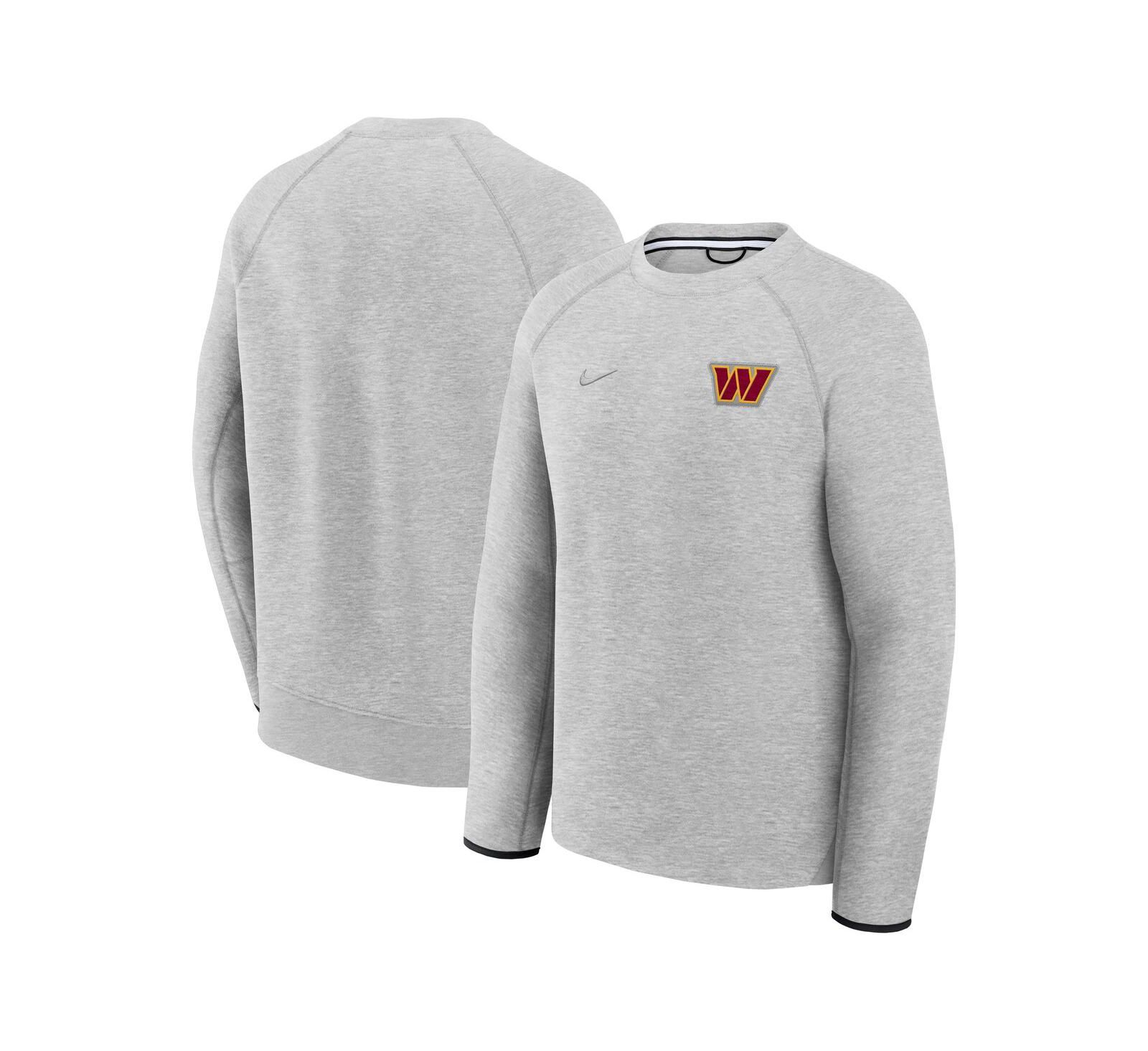 Мужской свитшот Nike Heather Gray Washington Commanders Tech Fleece Raglan