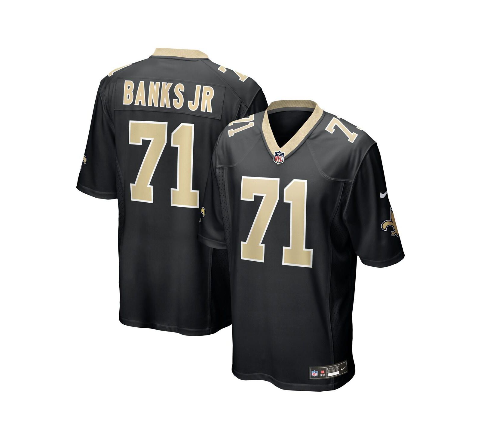 Мужская игровая джерси Nike Kelvin Banks Jr. New Orleans Saints 2025 NFL Draft, черная