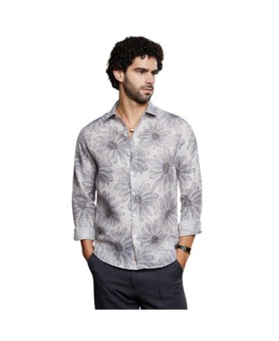 Campus Sutra Men's Coin Grey Gloomy Daisy Shirt