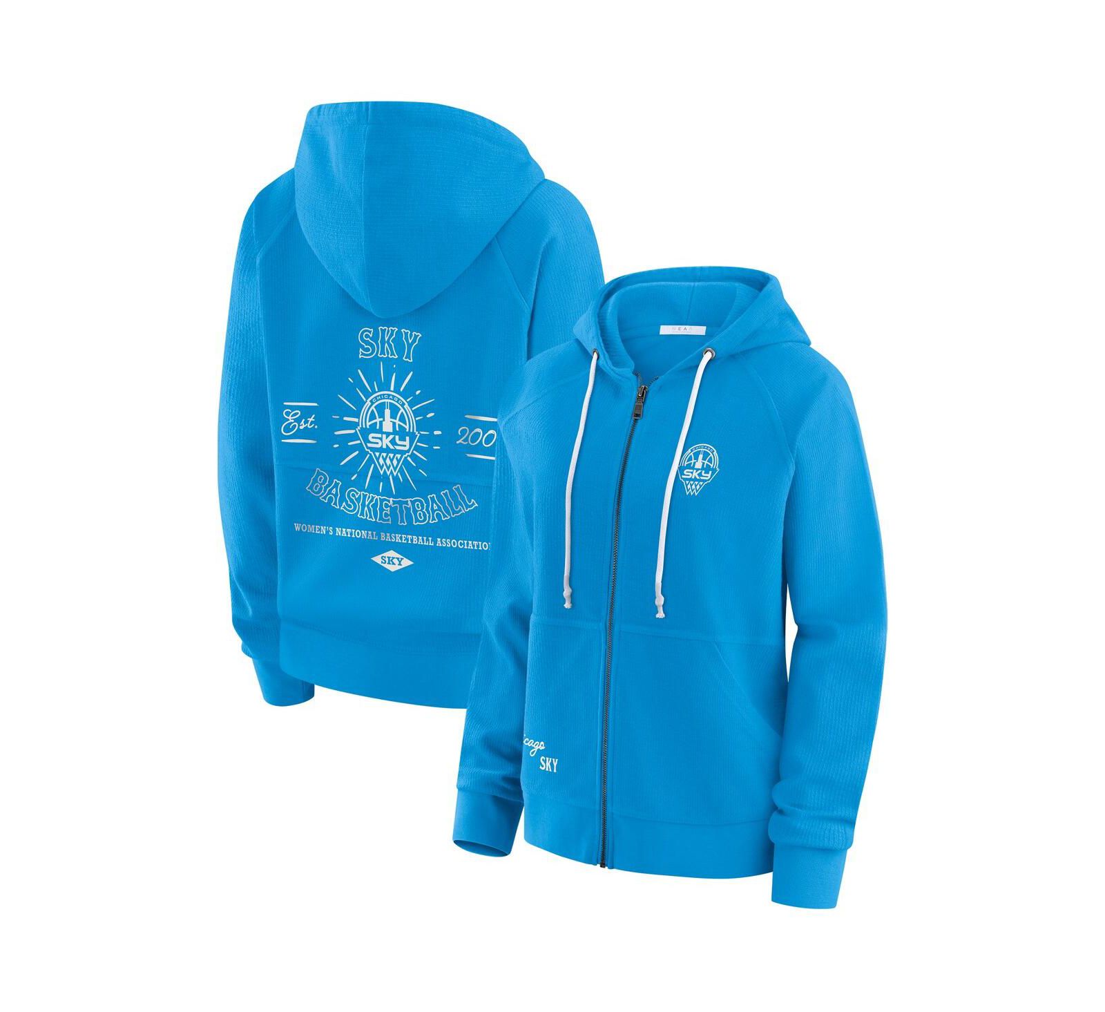 WEAR by Erin Andrews Women's Sky Blue Chicago Sky Vintage Full-Zip Raglan Hoodie