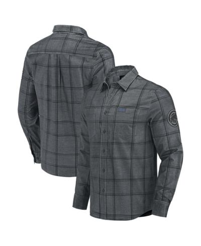 Мужская рубашка Darius Rucker Collection by Fanatics Gray Chicago Cubs Thin Wale Corduroy Plaid Button Up