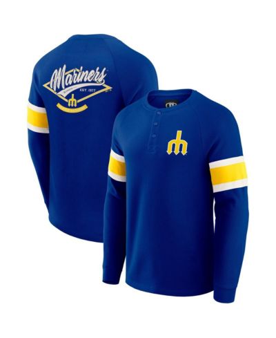 Darius Rucker Collection by Fanatics Men's Royal Seattle Mariners Waffle-Knit Raglan Long Sleeve Henley T-Shirt