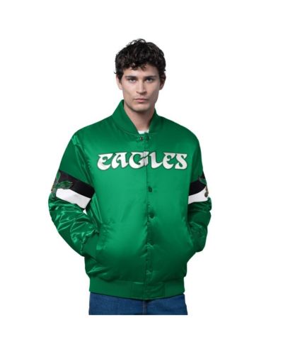 Мужская куртка Starter Kelly Green Philadelphia Eagles Triple Option Satin Varsity Vintage Logo Full-Snap