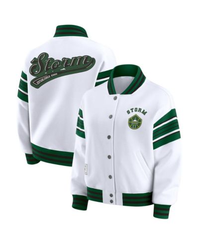 Женская флисовая толстовка WEAR by Erin Andrews White/Green Seattle Storm Full-Snap
