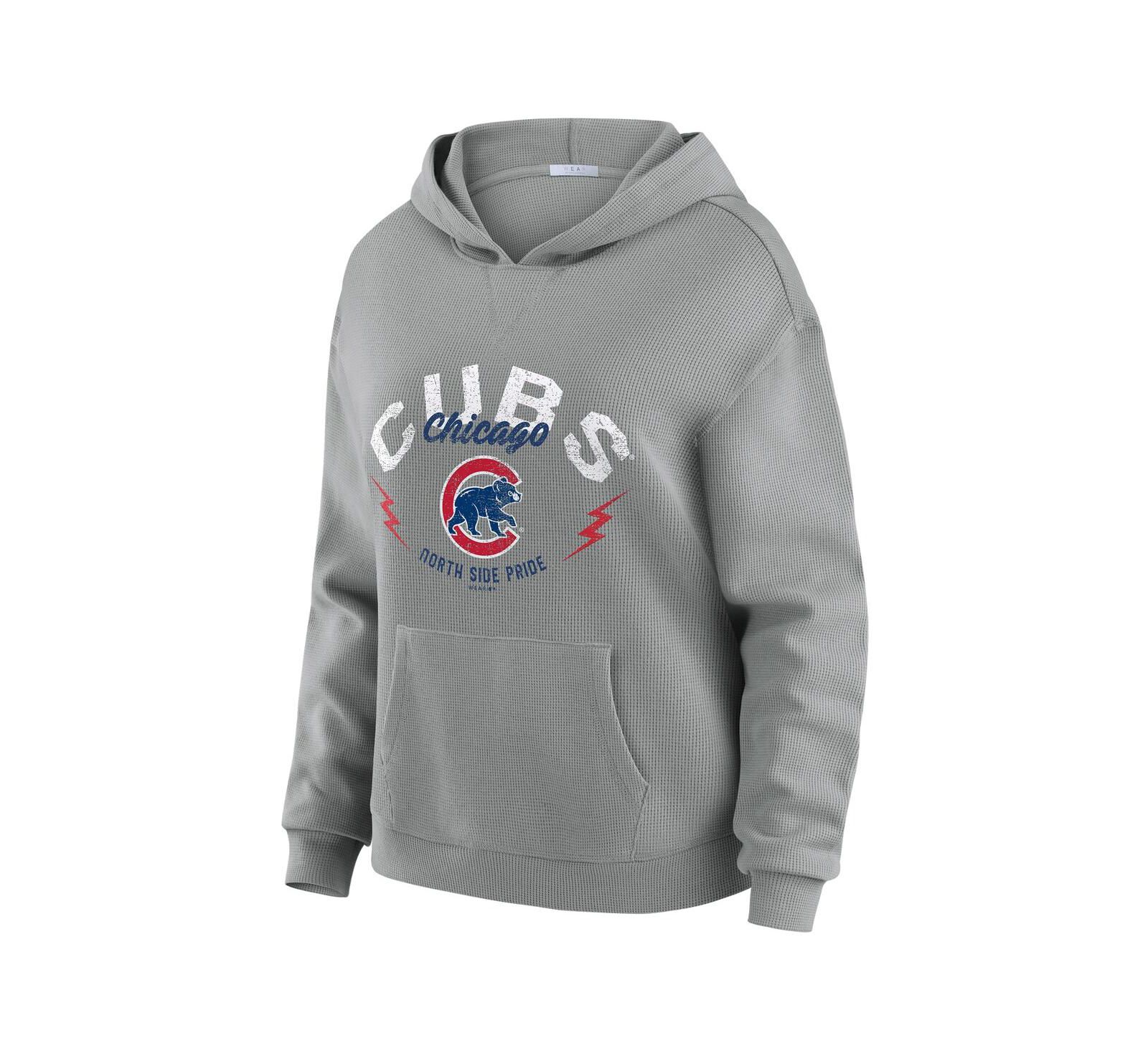WEAR by Erin Andrews Women's 2-Piece Gray Chicago Cubs Waffle-Knit Long-Sleeve Hoodie and Lounge Pant Set