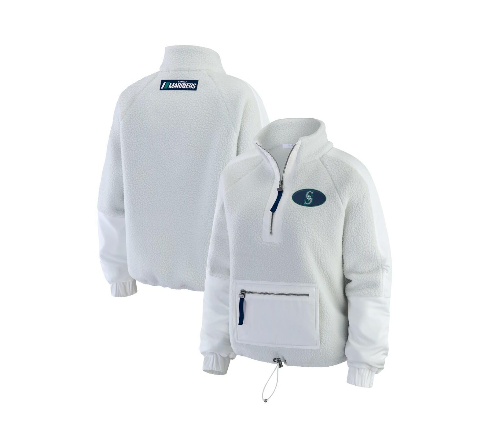 WEAR by Erin Andrews Women's Gray Seattle Mariners Polar Fleece Quarter-Zip Jacket