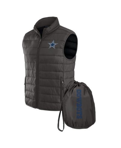 Мужской жилет Darius Rucker Collection by Fanatics x NFL Gray Dallas Cowboys Packable Full-Zip с сумкой для путешествий