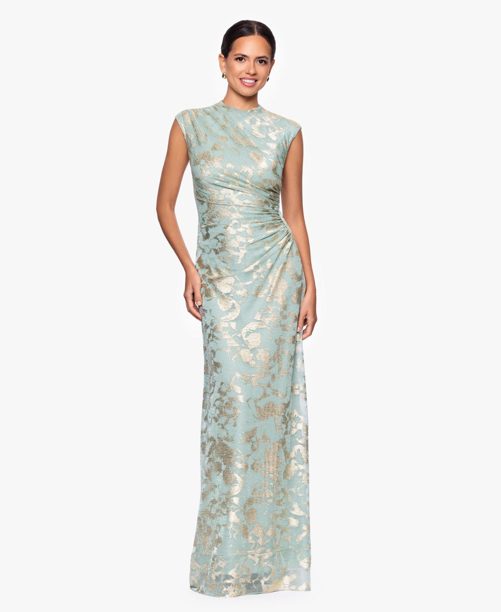 Betsy & Adam Women's Mock Neck Gown Dress