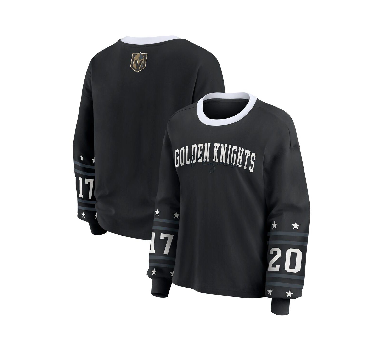 Женская спортивная футболка WEAR by Erin Andrews Black Vegas Golden Knights с длинным рукавом