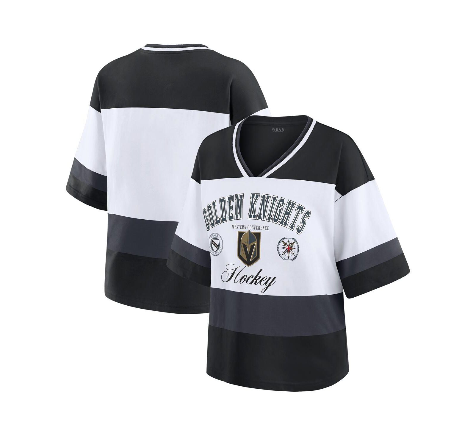 WEAR by Erin Andrews Women's Black/White Vegas Golden Knights Jersey Style T-Shirt