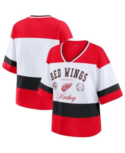 WEAR by Erin Andrews Women's Red/White Detroit Red Wings Jersey Style T-Shirt