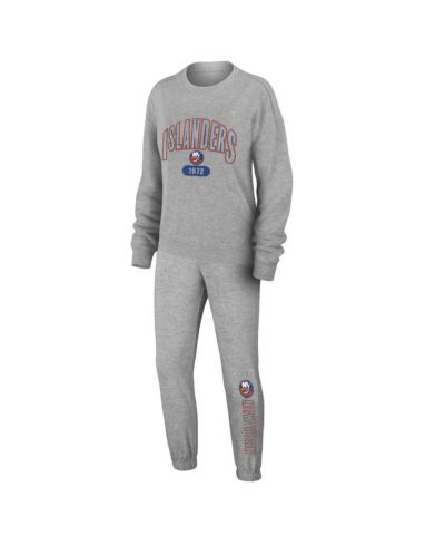Женский комплект WEAR by Erin Andrews: футболка с длинным рукавом и брюки 2-Piece Heather Gray New York Islanders Knit Tri-Blend