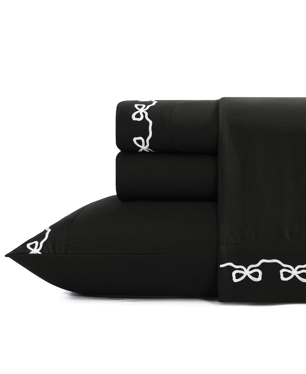 ELLE Décor Набор из 4 простыней с вышивкой, Twin
