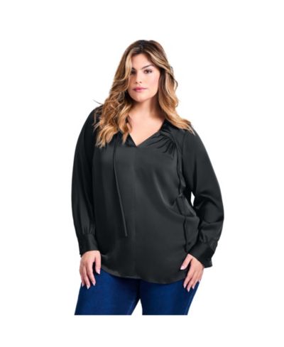 Блузка Avenue Women's Plus Size Marlene Tie Front Satin