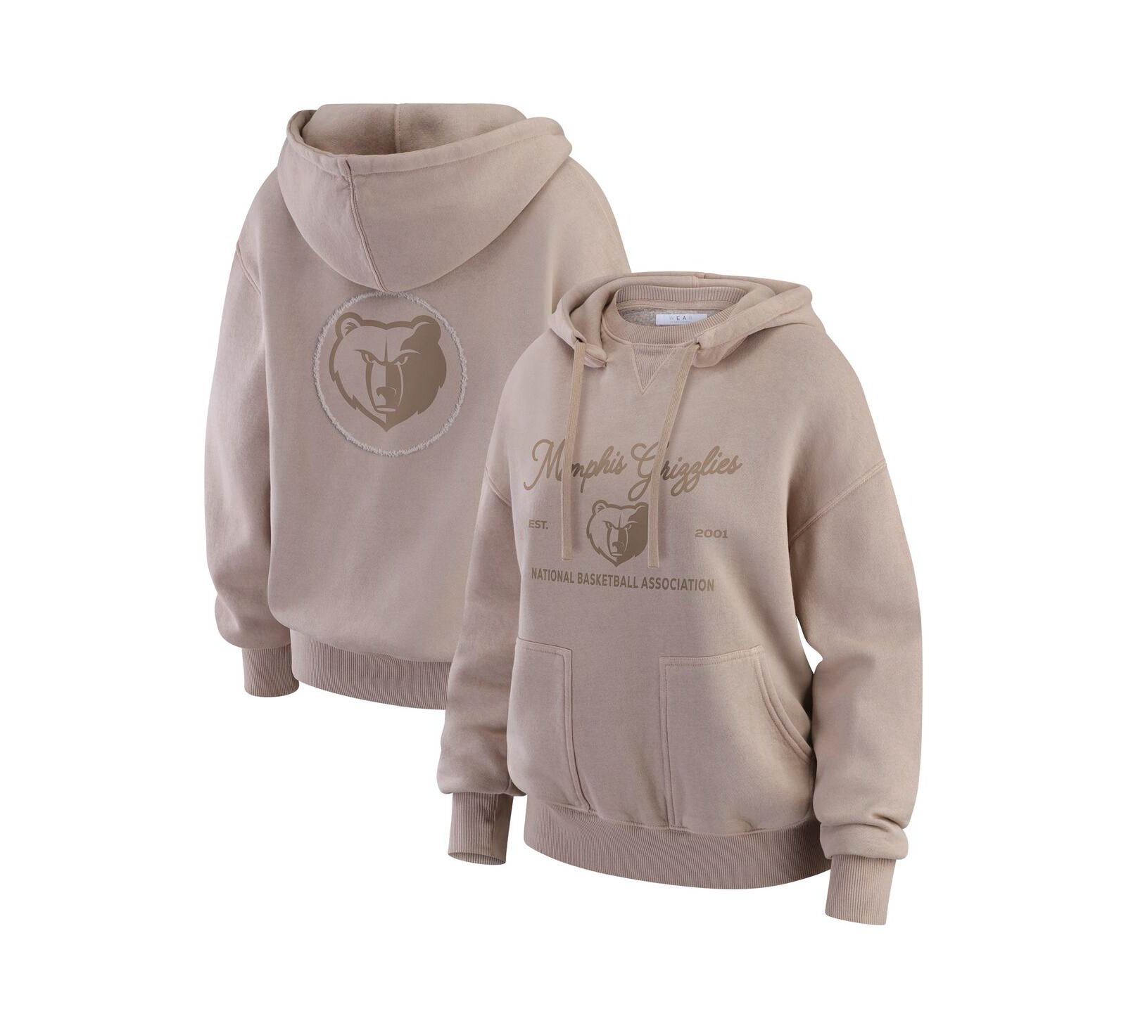 WEAR by Erin Andrews Women's Tan Memphis Grizzlies Washed Pullover Crewdie