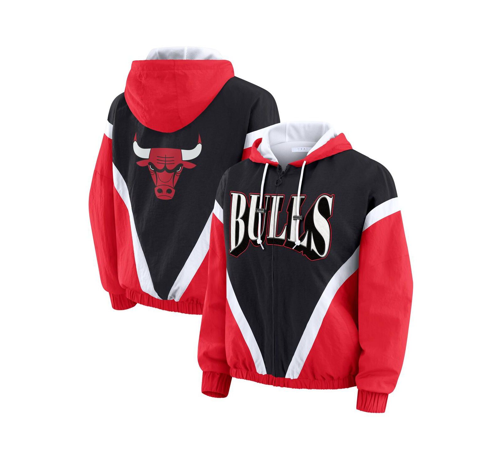 Женская ветровка-худи WEAR by Erin Andrews Chicago Bulls Color Block Full-Zip, цвет Black/Red