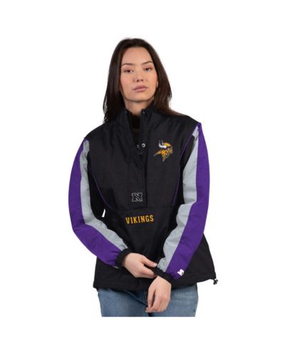 Женская куртка Starter Black/Purple Minnesota Vikings Thursday Night Gridiron Half-Zip