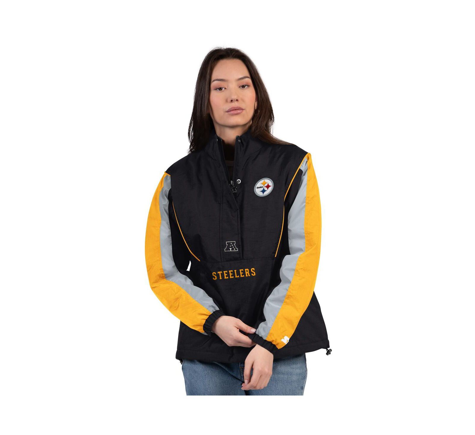 Женский Starter Black/Gold Pittsburgh Steelers Thursday Night Gridiron Half-Zip Jacket
